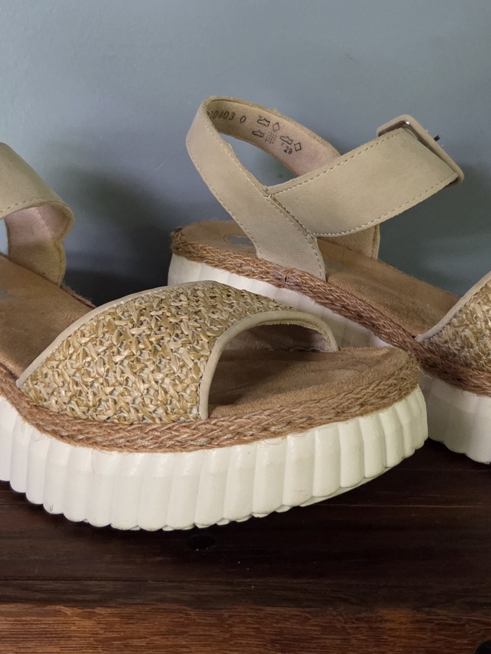 Rieker Beige Platform Sandals - Comfortable Summer Style - Picture 2 of 8